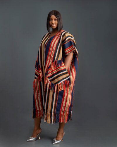 Biwakani multi colour Aso.Oke with tassels and pockets
