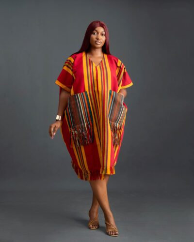 Biwakani multi colour Aso.Oke tassels and pockets bubu