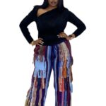 Aso oke pant with patches and tassels