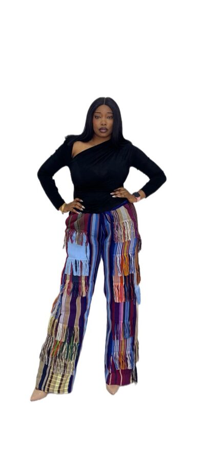 Biwakani aso oke pant with tassels