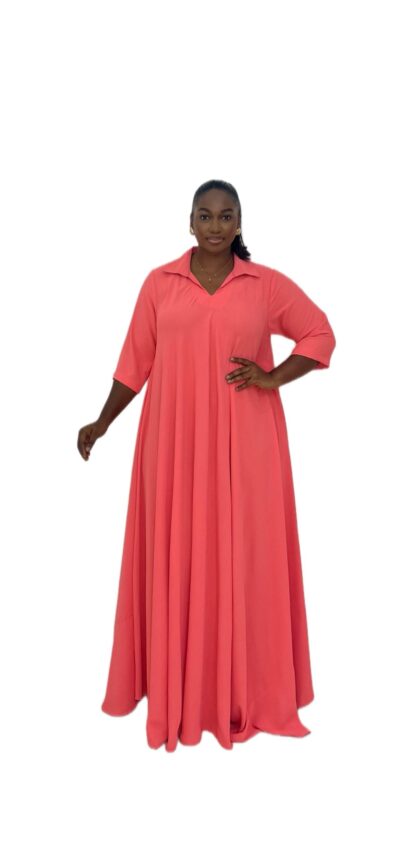 Biwakani peach collar maxi dress