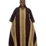 Gold and brown onjawu maxi collar dress