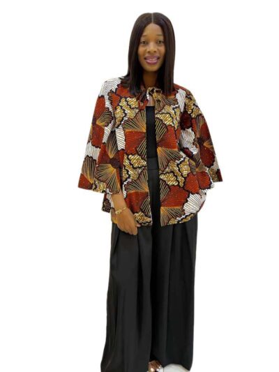 Multicolor high quality Ankara embellish with stones cape jacket