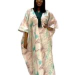 Mint & onion damask with onja owu aso oke neck bubu