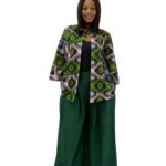 Green and pink ankara print jacket with stones embellishment
