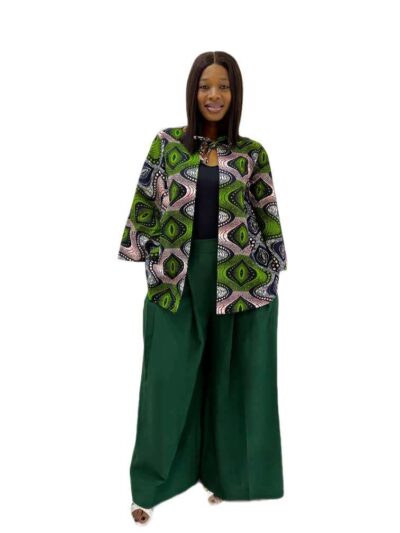 Multi pattern high quality Ankara embellish with stones cape jacket