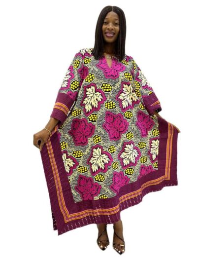 Multi colour bold pattern ankara midi dress with onja owu aso oke detail