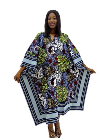 Multicolour ankara midi dress with mixed pattern & vibrant aso oke detail