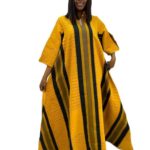 Mustard & black onja owu maxi collar dress
