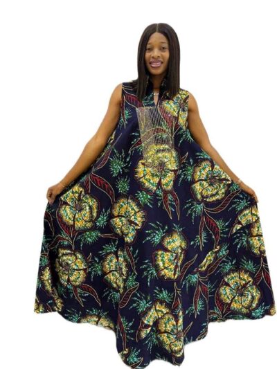 Luxe floral high quality ankara maxi dress with sparkling stones embellishment