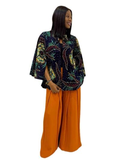 Multi color high quality Ankara embellish with stones cape jacket
