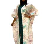Mint & onion damask with onja owu aso oke front slit bubu