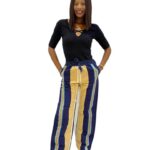 Navy blue & gold aso oke pant