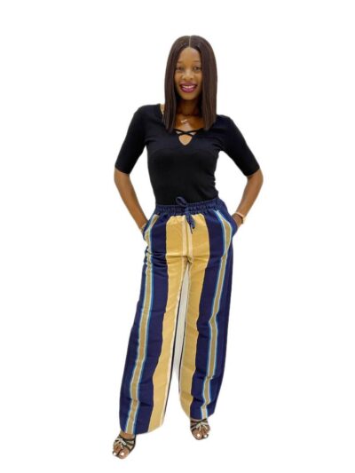 Navy blue & gold aso oke pant