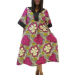Black pink yellow ankara print A-line dress with onjawu aso oke details