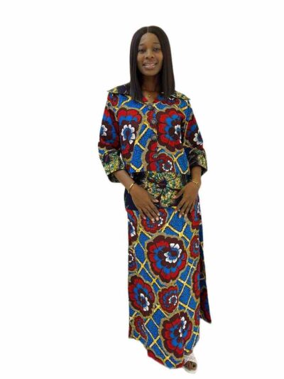 Ankara print 2-piece mix match long skirt and crop top with botton