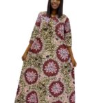 Pink brown and gold ankara print maxi dress with big collar