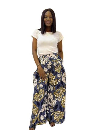 Grey black and beige pleats details palazzo pants