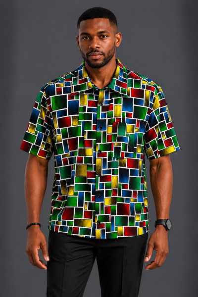 Multicolor ankara men shirt
