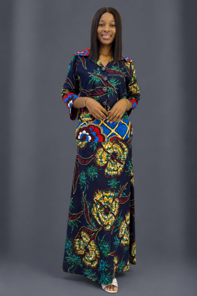 Ankara print 2-piece mix and match long skirt and crop top with botton