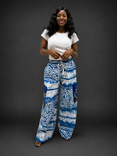 Blue and white adire pant