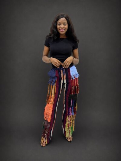 Mix and match frayed onjawu aso-oke pant