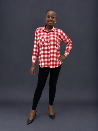 Red and white check shirt