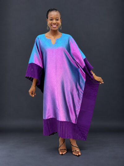 Mix and match purple damask and aso-oke midi bubu