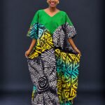 Yellow black and white mix and match adire and onjawu aso-oke bubu