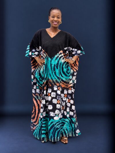Mint black and peach mix and match adire and onjawu aso-oke bubu