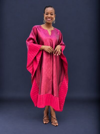 Mix and match wine damask and aso-oke midi bubu
