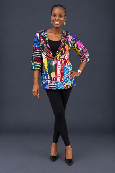 Multicolor Adire patch co-ord jacket