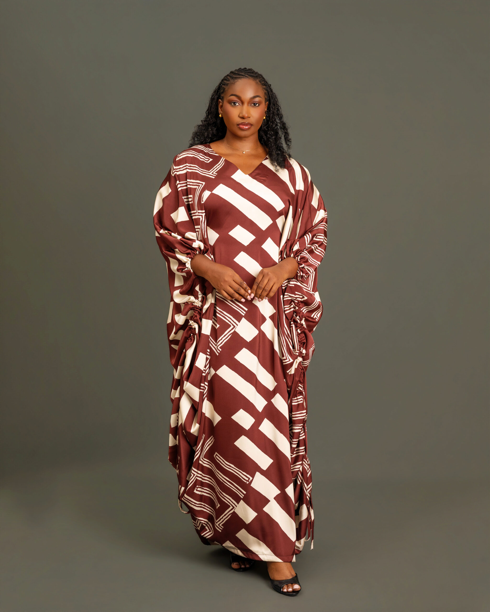 Silk boubou with side pull up strings
