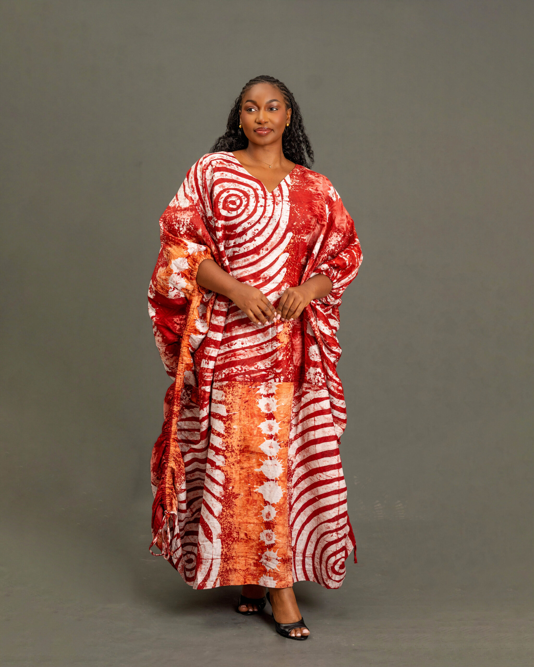 Adire boubou with side pull up strings