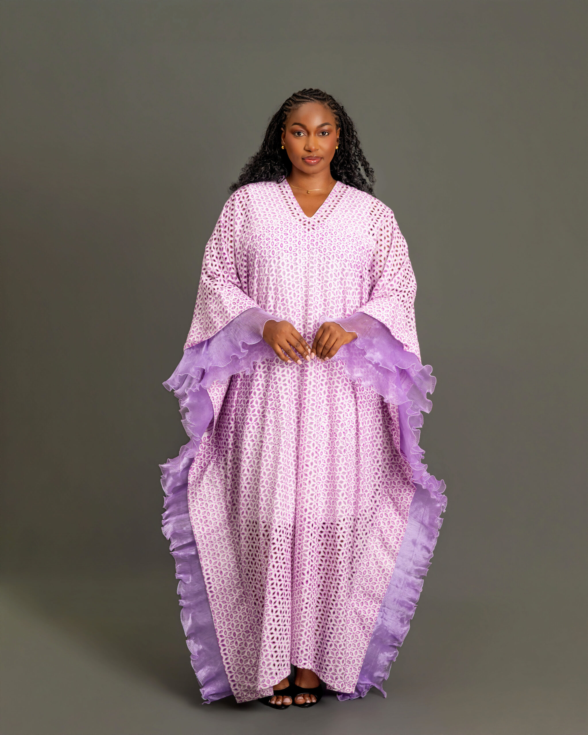 Lace boubou with detailed sleeves