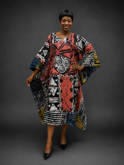 Multicolor signature adire midi dress( with panelling)